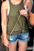 I paired this shirt with a free people lace bralette and tied it. Super cute. Loose but not too loose. Perfect fit. - Olivia T.