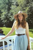 Great dressy/casual skirt! Nice and flowy for being out & about. I ordered a Medium and it is a little loose; I like wearing it high up around my waist and it naturally wants to sits just above my hips. I've been wearing a belt with it which helps and I don't mind it. It adds to the look I'm going for! - Hilliary M.