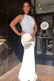 This dress was absolutely phenomenal. Very comfortable. A lot more luxurious than the price may elude to (I got it on sale for $29, $36.10 with shipping). Wore about 4 inch heels with it. Super comfortable and classy. An absolute win. - Lesley C.