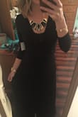 I actually bought this dress to wear for my engagement pictures and it fits perfect the length is awesome.. it's quite long but with a pair of wedge booties it just hits the ground. The material is super stretchy and lightweight! - Jennifer E.