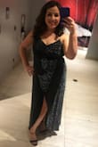 Loved this dress! Wore it to a wedding got a lot of compliments! Does run big. I'd order a size or two down. Wouldn't recommend it if you have a big chest. Mine are small and still felt like they were popping out I just safety pinned in the middle! - Kayla A.