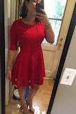 I ordered this dress for my sorority's formal preference night and as someone with a larger bust (actually 32G but Lulu's won't let me put that as an option), I wanted something that wouldn't give me excessive cleavage and was comfortable to wear for a long time. This dress was AMAZING! The length is adorable, especially with heels, and the fabric was very good quality and incredibly comfortable. The color was also fantastic as I was having trouble finding the specific bright red I needed. BUY!!! - Emma S.
