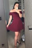 This dress looks exactly like the picture and fits so good!! I usually wear size small but the sizing chart showed that I should get a medium and I'm glad I did because it fits so good, so follow the chart!! I got this dress for homecoming and I think it looks so classy and fun! Also, it shipped two days earlier than expected arrival date which was awesome! - Brooklin