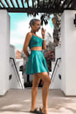 This outfit is completely adorable and perfect for EVERY outing. I will tell you that it wrinkles easily, so be sure to hang it up instead of putting in a drawer. As long as you're taking care of it, it will take care of you!
(In my photo I made the color more teal to match my IG feed, THE PHOTO ON THE WEBSITE IS THE TRUE COLOR) - Millie A.