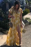 This is my first marigold/yellow dress and I'm obsessed! I do have to wear a 3" wedge sandal for it not to drag but regardless, it's perfect! Wore this to a winery and received quite a few compliments! A definite must have! - Lovely L.