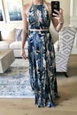 I have never bought a two piece dress before and was nervous about the fit and how revealing it could be. I loved it when trying it on and since I'm short, not too much midriff shows. I'm excited to wear it to a wedding in a few weeks! - Ashley E.