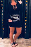 Wore this dress in Vegas for my gf's bachelorette. It was tasteful with some edge. Definitely love love this dress, not sure where I'd wear it again though. Maybe on date night, depending where we go. - Megan N.