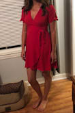 Great fit and very flattering. The tie at the waist is a bit above my actual waist but I have a long torso and I think it's still looks fantastic. Maybe if I had gotten a Medium the waist would have fit better, but I liked the fit of the small. Good length as well. I don't like dresses that are too short. - Mary E.