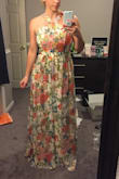 I really liked this dress, it was so pretty and feminine. It fit perfect in the waist and was comfy, but it was way too long... I'm 5'6 and wore 4 inch heels and it was still dragging. I knew I would be tripping over it all night at a wedding. Also, it's a little big in the straps and armpit. Pinning the straps back would have worked, but since the length was so long I just decided to return it. - Monica F.