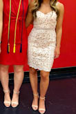 I got this dress for my college graduation and loved it!! I got a small. Fit perfectly, great length (just above the knee), and looked amazing! No stretch, but this didn't really bother me. - Elena B.
