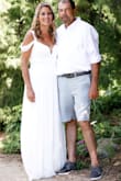 I absolutely loved this dress . Wore it for my wedding - and it was perfect!!!!. It was lined so that nothing showed through. Heavy enough to cover, but light enough to have the dress flow as I walked. Very comfortable and I didn't feel like I was stuffed into an uncomfortable dress all day that I couldn't wait to get out of. I wish I would have paid more attention though to the cleavage though - I would have made sure to wear tops that tanned me in the cleavage area (I was a little pasty in that area). But that is my own fault. Also - as a side note, I just threw it in the wash machine the day after - and it cleaned up fabulously. Hung it up and air dried it - and it was like I had just gotten it from Lulu's. - Amy B.