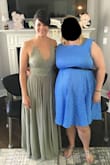 I'm pretty much in love with this dress. Everything about it is lovely: great length with heels, no bra :), and it's beautiful and sexy in a subtle way. Great for a date night or a baby shower (which are the only two places I've worn it so far). The one thing I'll warn against is not to dry it. I know it says not to but I'm definitely that person who thinks it's fine to throw it in the dryer on low. And it usually is but not with this dress. When I removed it the slip was longer than the overlay. After ironing it was a lot better but still not quite back to normal (the picture is after I dried it). I was able to wear it with flats instead of heels after it shank a little so that's a win I think. Either way, definitely air dry this puppy. - Rebekah L.