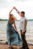 I had to sew the middle a bit because I don't have enough it the chest area to fill it out and it was very showy. But once I did that it was perfect!! Wanted something flowy and pretty for engagement photos and this was perfect. Got so many compliments on it! - Ashley D.