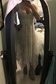 This dress is absolutely BEAUTIFUL! It was beautiful from the moment I saw it but I was a little skeptical But after looking at all the reviews and photos I HAD to get it!. I bought it for my bridal shower and it's perfect for the occasion and even other occasions! It fit like a glove, the length on me is tea length kind of and the flow is just gorgeous! Can't wait to wear it! - Jeanine M.
