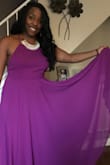I felt like a princess in this dress. It's far more purple than the pink cover photo. I didn't want to take it off once I put it on. Didn't need pasties or a silicone bra even though I bought some. Can't say enough about this dress! Fantastic that it was on sale too. It's at least 3 inches too long. I will get it hemmed and may add a slit. - Shelbi D.