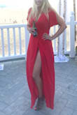 I am tall, I like the wrap dresses. Low cut in the chest but then the slit is really high in the front. I almost wanted to return it until I started playing around with it until I found the best fit. I could have worn it more conservatively but for a wedding I wanted to show some skin. You can make it a night out or a bridal shower dress. I received so many compliments in the red! Thank you Lulu's! - Haylee D.