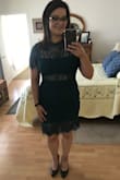 The material is better than I expected! It has some give and is ultra flatteringly (I'm a bit chubby and I still had room to move and breath without feeling like I was stuffed in a sausage casing). It is fun and pretty without revealing too much skin. I would definitely recommend! - Michelle L.