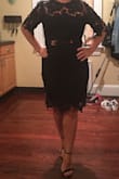 So I put on a few Lbs over the summer and the last thing I wanted to do was put on a little black dress but we've got a 50th Bday cocktail party and the invite stated "Cocktail Attire" so a little black dress it is! This dress was great for me! Since I am short, the length is just above my knee which is just what I wanted. It covered me, but the cut out at the waist and the chest/sleeve area made it sexy but not too much. The fabric isn't stretchy but it's comfortable and I feel great in it. I would highly recommend this dress! I feel covered but it's still a sexy dress!! - Cynthia C.