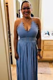 Such a beautiful and unique dress! I just love it! I was worried about my cleavage but I think it looks good! - Mizbeli L.