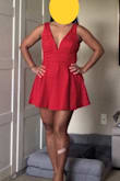 Wore this for my bachelorette weekend. I am short, so I wanted something short to accentuate my legs but also comfortable to walk the town in. This was perfect, especially with the shorts built in! The material is great quality and hides any flab you might have, lol. Love this thing! - Cristina V.