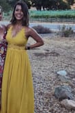 The fit was spot on. Cinched my waist as desired but left plenty of flattering room for the inevitable food baby ;) I'm a little over 5'7" and was able to wear 3" chunky heels and it was perfect. The material definitely needed some steaming and it wrinkled after sitting but it wasn't the end of the world. I wore chicken cutlets and the adjustable straps were key. It flows beautifully and I received compliments all evening. Do it to it! - Jessica K.