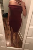 It fits great, great material and is so comfortable. I think I could've probably fit into the Small because it's stretchy but was too nervous it'd be too tight. The only part that may bother some women is the slit being a tad higher than it seems in the photos. Maybe it's only an issue if you're on the taller side like me. - Haley Y.