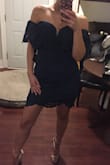 I am usually a Small in dresses at Lulus. However I knew from the style of this dress my bust wouldn't fit a Small. I ordered a Medium and the bust fit perfect but the waist and hip area is loose. It is a style recommended for smaller busts however I think it makes my bust look great. I got the waist taken in in the back. So I would recommend sizing up if you are busty. The dress is lovely! - Oksana B.