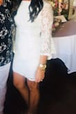 This dress is so amazing! I wore it to my engagement party and received so many compliments. It is sexy and flattering, and I love the bell sleeves! It fits true to size and I can't recommend it enough! - Nicole
