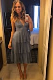 Wore this dress to a wedding. It's so pretty and I received so many complements! It's very comfortable- however it has no stretch so was lucky that it fit perfectly. It does have adjustable straps which is a great! - Kasia M.