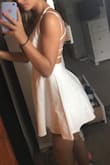 The material is soft and NOT see through!! The dress is very comfy and it fits really well! I love it!! It isn't too short or too long. Also, doesn't show too much cleavage! - Frannie H.