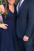 This dress fits great! Think fabric shows nicely on all body types! There is a little flare but not too much! Highly recommend this dress. - Kailey E.