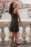 Dress fits perfectly. I wore this on holiday in Venice (see photos). I got a lot of looks, the good kind, from passerby. I love the fun and flirty ruffle hem. This dress can work for various occasions. It's like a little black dress but better. Will be a favorite for some time to come as the polka dot style never goes out of style. Thanks, Lulus! - Jessica M.
