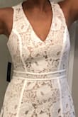 It's a very comfortable dress but longer. I'm a small person but I love it. I got lots of compliments that night, was looking like a very expensive dress and it really wasn't. - Sara H.