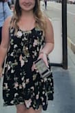 This dress is very loose on the body and flowy. I was about 150-160 lbs in these photos and weigh 135 lbs now and the dress looks just as cute, but even better. This dress is great because i gained and lost a lot of weight, but could always wear this dress! - Brooke M.