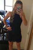 I ordered this dress for a wedding and originally bought a large because I was worried it was going to be too short on me. I returned the large for a medium and it was perfect! It wasn't too tight nor too loose on me! I will definitely consider buying this dress in a different color! - Bridget H.