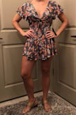 With my short torso, I never find a romper that fits my proportions. So glad I got the x-small! It's perfect length for me and the waist pulls me in. The bottom is flowy like a dress. - Kayla R.