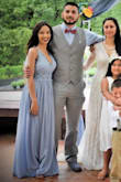 The material is perfect and it feels sturdy! I got this dress as I was maid of honor in my sister-in-laws wedding! It was a pick your own and I matched it perfectly with her colors. Everyone else also loved this dress so much! I did have to hem about about 2 inches even when I was using 3 inch block heels. - Jennifer A.