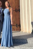 This dress fit perfectly and was just what I wanted! The adjustable straps were helpful and loved the open back. It was a little long without heels on, so I suggest wearing with shoes with a heel. I got so many compliments on my dress while wearing it to a wedding! - Jennifer S.