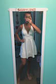 Got this dress for homecoming, I absolutely love the neckline. Only weird this is that the slip underneath the dress is tight while the actual dress is loose, just feels a little weird. - Olivia B.