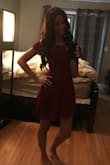 This dress is absolutely Beautiful, I bought it for a classy fall wedding and I can honestly say I'm in love with it. The color is everything I was looking for it's a very beautiful burgundy color it's perfect for fall and it just looks amazing on! I followed the size chart and got an XS and the only issue I have with this Size is it's a little hard getting it on and off as there's no stretch to it at all but once it's on, it's perfect and doesn't look or feel to small could have probably gone with a small and it would have been perfect. Overall it's beautiful! But you may wanna go a size up for an overall perfect fit!! If your hesitant to buy this dress, don't be! It's flawless you won't regret it!!!!!! - Jennifer F.