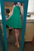 Dress fit true to size and was super cute and comfortable. The A-line style is super flattering. Loved the color in person too. Definitely recommend! - Roxana F.