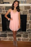 Beautiful dress that was perfect for homecoming. Loved the pink/blush color!  Care was so simple-just a quick steam and it was good to go. Paired with open toed booties for a trendy, up to date look. - Kimberly M.