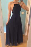 I absolutely love this dress!
According to the size chart I should have purchased a size S, but since barely anything I own is a size S I went with XS - it fit perfectly!
The dress ends maybe 2-3 centimeters (about 1 inch) above the floor, which was a little disappointing because I thought it was going to be a couple centimeters longer. It might be because I have longer legs than torso, though.
I won't be able to go without a bra since there is a little too much room in the chest area, but that was expected since I have a very small chest.
Edit: I have used this dress at a few different occasions now, and I simply love the feeling of wearing it! I always wear flat shoes because I like it better with this dress than with heels since it's not touching the floor. - Elin Ã.