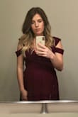I'm currently pregnant and needed a bridesmaid dress. This dress fits my bump and is very comfortable. I usually wear a small but got a medium to accommodate the growth and it's perfect. The color is just slightly more purple than it looks online. - Ashley C.
