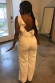 I wore this jumpsuit one night during my bridal shower last weekend and I loved it! However, when I received it the zipper was broken and I had to have it repaired. Other than that material quality and fit was perfect! - Brianna A.