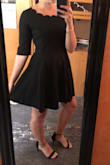 The fabric is thick and fancy feeling, so I think this will be perfect for the November wedding I'm planning to attend! I love the neckline and could feasibly wear a strapped bra with this dress. :) - Natalie C.