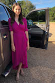 I ordered this dress to wear to a wedding this fall. I didn't read the reviews until after I bought it, and became nervous when I read that this dress tends to run small. However, I was pleasantly surprised when this dress arrived and fit perfectly! The material was heavy-duty and not see-through. I have a larger bust, but the wrap still allowed me to feel modest and secure. I don't have any complaints about this dress, I received many compliments. Thanks, Lulu's! - Katie M.