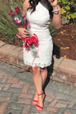 I'm very small, so the dress (in my opinion) was too long and flared at the bottom because it should have hit mid thigh and didn't. I had to tailor the skirt so it was more fitted. The top was also too big and also in my waist. I think the extra small would have been too tight in the hips however. Not the right fit for my body unfortunately. - Samantha C.