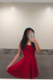 LOVE the overall dress, but the sleeves are a little to thin and show my underarm fat. With my hair down, it looks great though! My favorite part is the beautiful circle skirt part. I'm very excited to wear this to my HOCO 2018! - Kelly W.