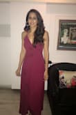 This dress is true to size. Color is very pretty. Fall of the dress is also beautiful. - Ankita C.